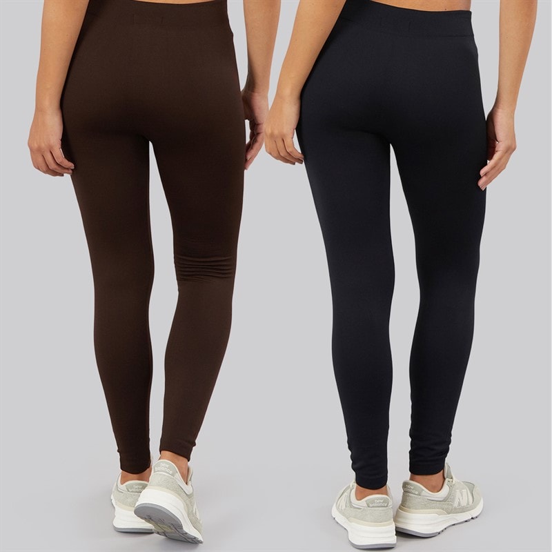 Board Angels Womens Two Pack Fleece Lined Leggings Black/Chocolate - Image 3