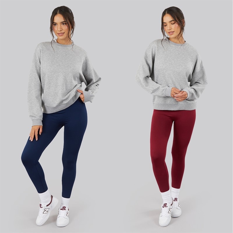 Board Angels Womens Two Pack Fleece Lined Leggings Navy/Burgundy - Image 4