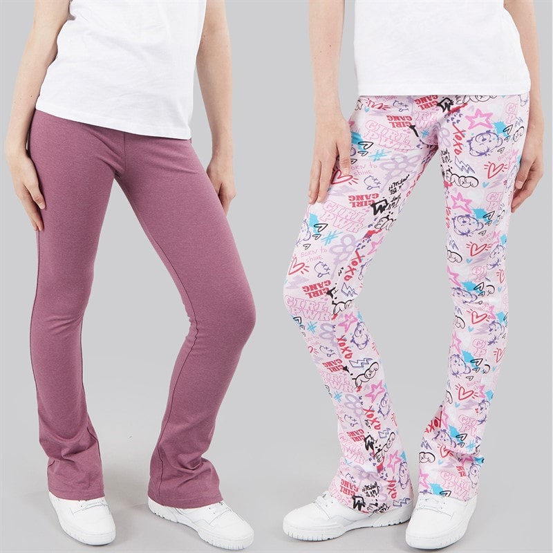 Board Angels Girls Two Pack Yoga Style Leggings Dusky Grape/Graffiti Duskygrape/Graffiti