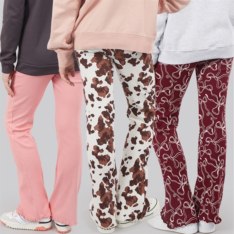 Board Angels Girls Three Pack Printed Ribbed Flared Leggings Multi - Image 2
