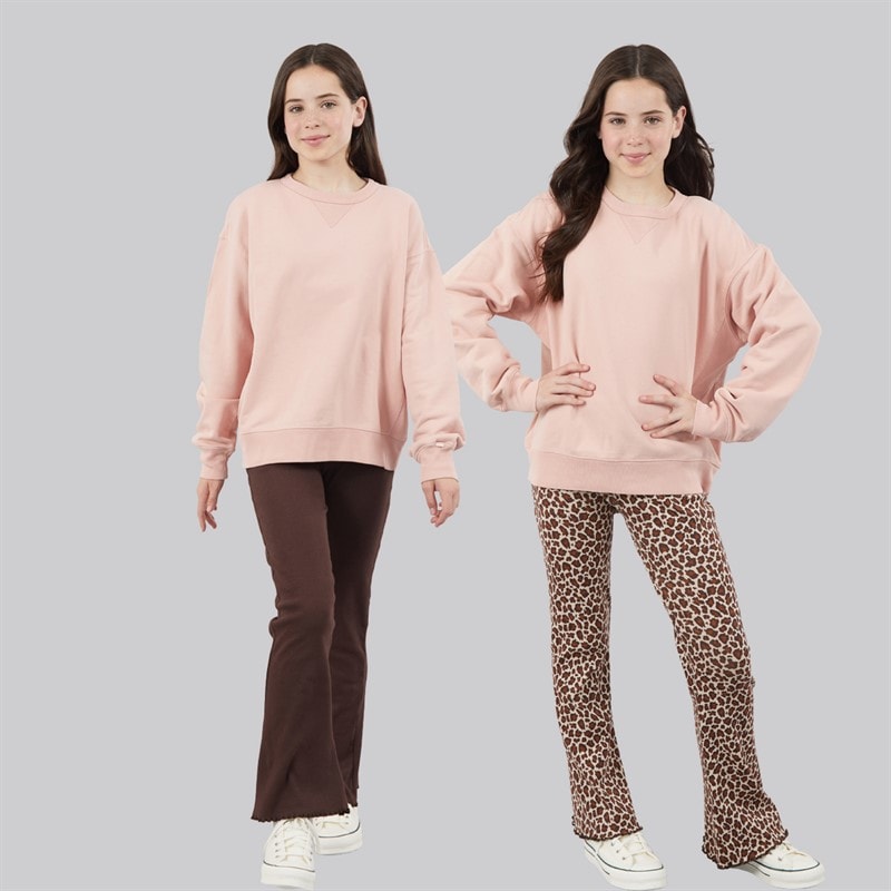 Board Angels Girls Two Pack Ribbed Flared Leggings Chocolate/Leopard Choc/Leopard - Image 3