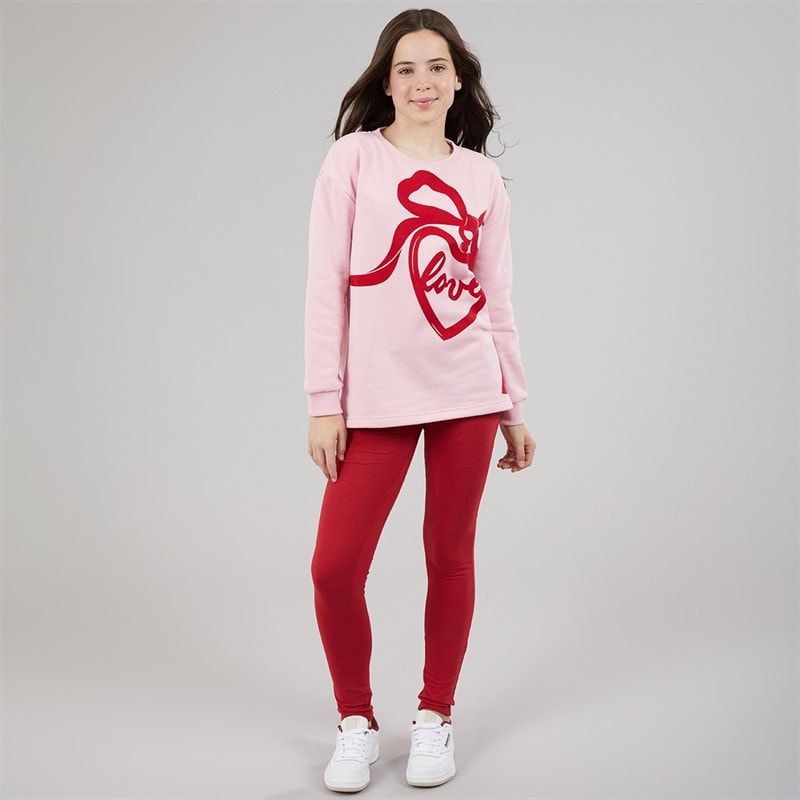 Board Angels Girls Collegiate Sweatshirt And Leggings Set Rose Shadow/Haute Red - Image 2