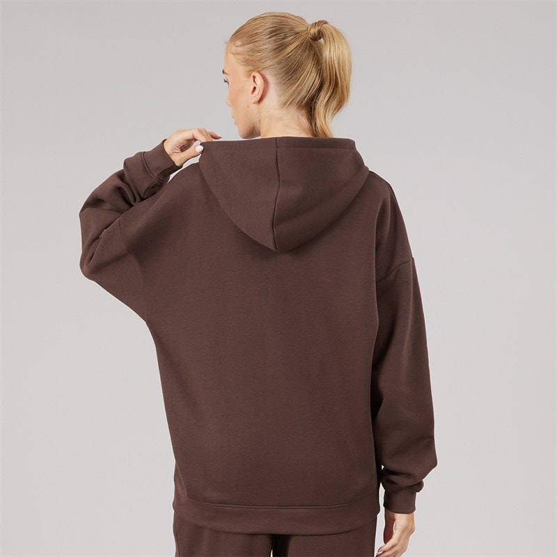Board Angels Womens Oversized Zip-Through Hoodie Chocolate - Image 2