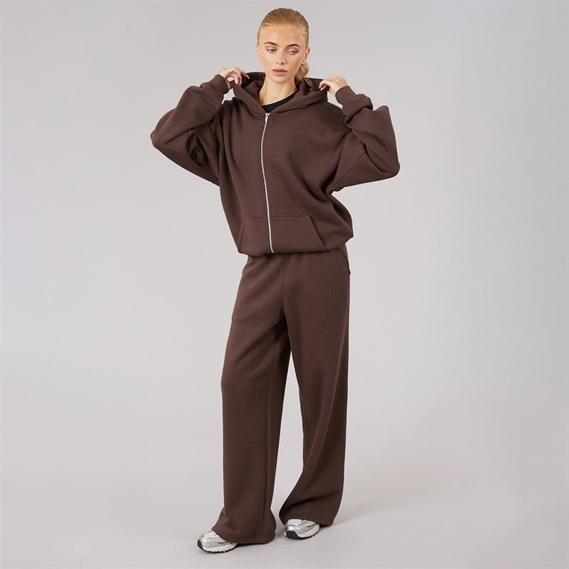 Board Angels Womens Oversized Zip-Through Hoodie Chocolate - Image 4