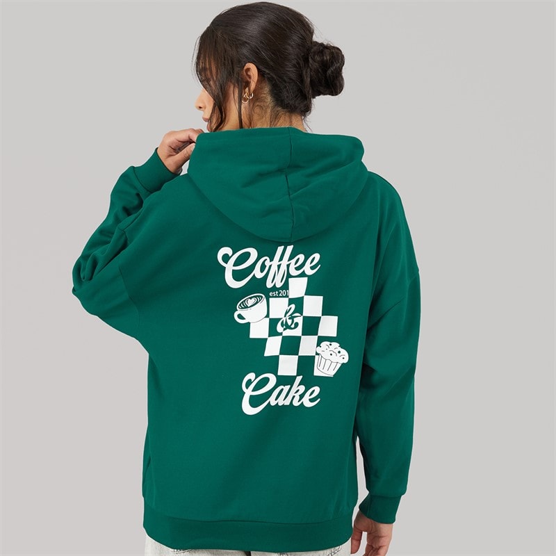 Board Angels Womens Coffee And Cake Hoodie Evergreen - Image 3