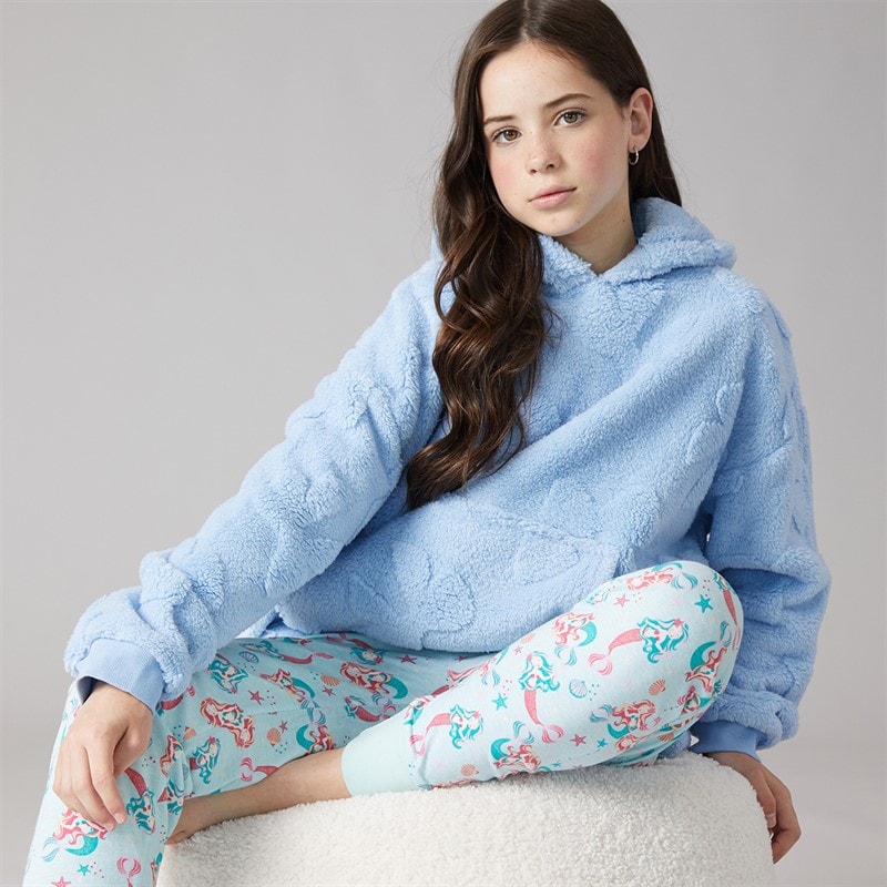 Board Angels Girls Bow Blanket Hoodie Blue