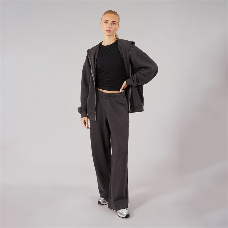 Board Angels Womens Oversized Zip-Through Hoodie And Wide Leg Joggers Tracksuit Magnet - Image 4