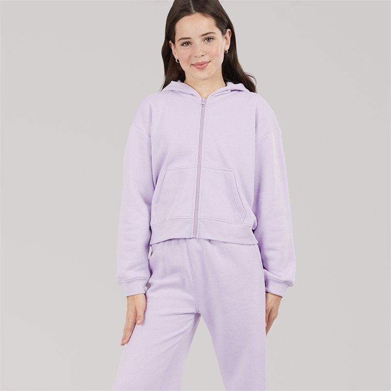 Board Angels Girls Zip-Through Hoodie And Open Hem Joggers Tracksuit Dusky Lilac - Image 3