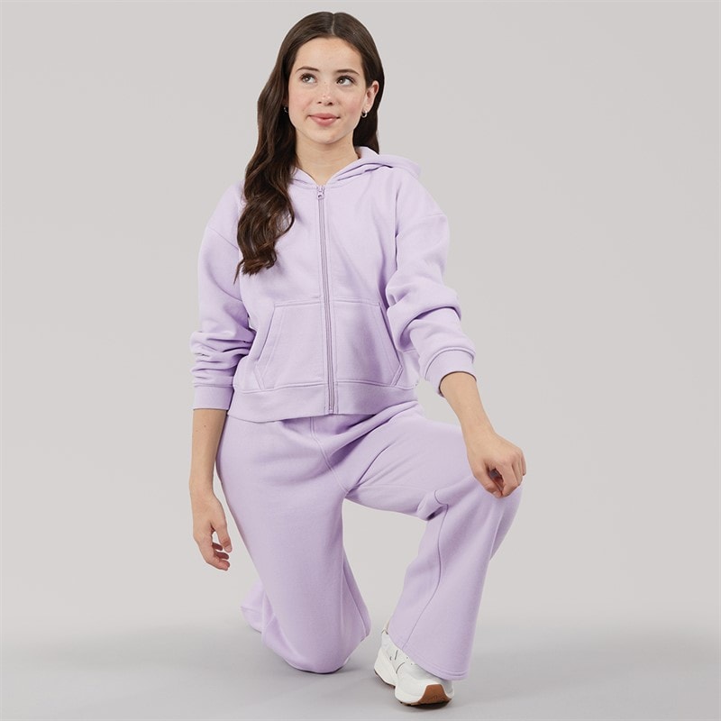 Board Angels Girls Zip-Through Hoodie And Open Hem Joggers Tracksuit Dusky Lilac - Image 4
