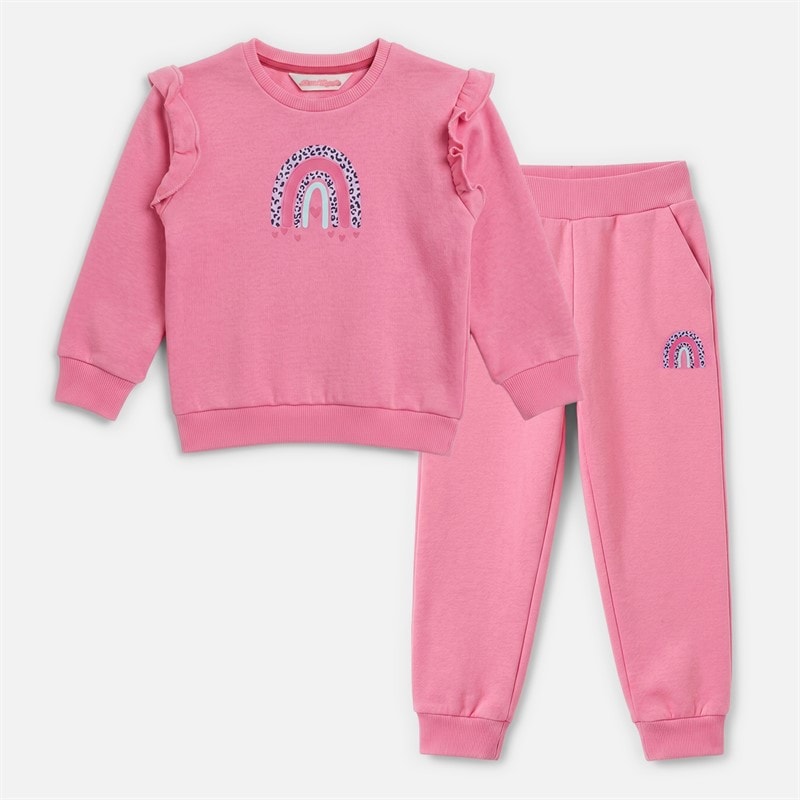 Board Angels Girls Rainbow Sweatshirt And Joggers Set Sachet Pink