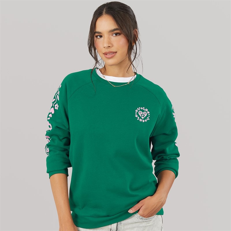 Board Angels Womens Crew Neck Sweatshirt Evergreen