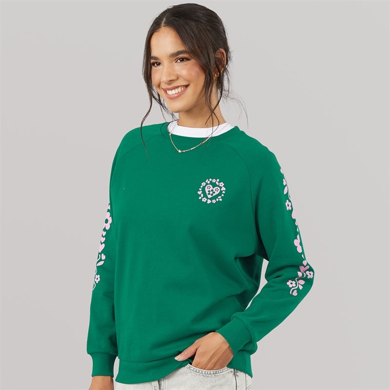 Board Angels Womens Crew Neck Sweatshirt Evergreen - Image 3