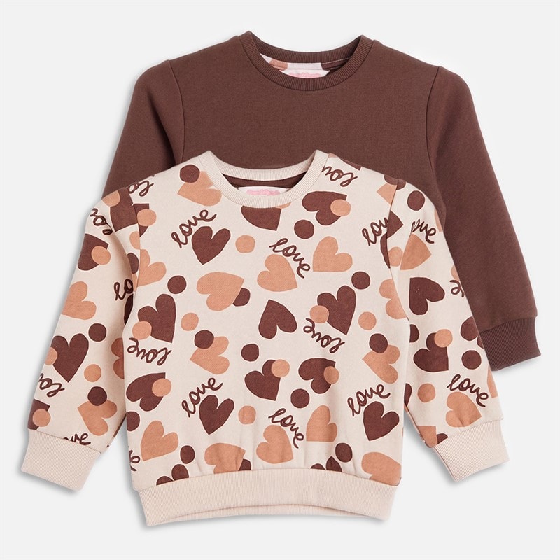 Board Angels Girls Hearts Two Pack Sweatshirts Shell/Chocolate