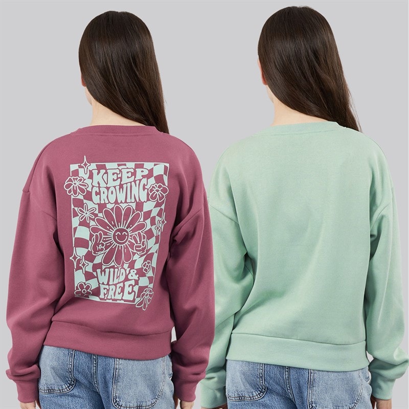 Board Angels Girls Two Pack Wild And Free Sweatshirts Purple/Sage - Image 2