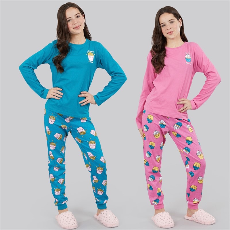 Board Angels Girls Two Pack Snack Pyjama Set Multi - Image 4