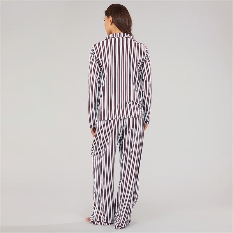 Board Angels Womens Button Through Stripe Pyjama Set Blue Stripe - Image 2