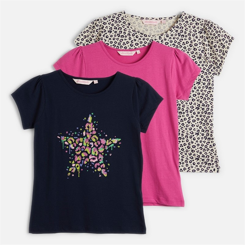 Board Angels Girls Three Pack T-Shirts Plain/Aop/Chest Print
