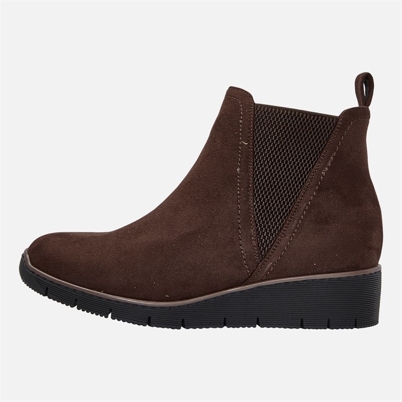 Board Angels Womens Arabella Wedge Chelsea Boots Brown - Image 2