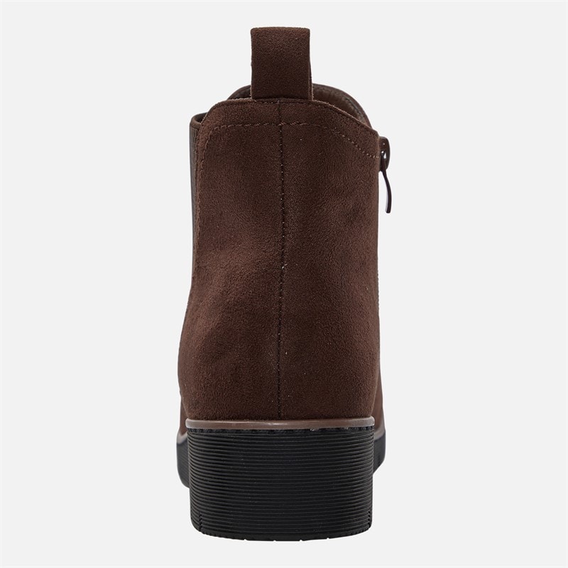 Board Angels Womens Arabella Wedge Chelsea Boots Brown - Image 4
