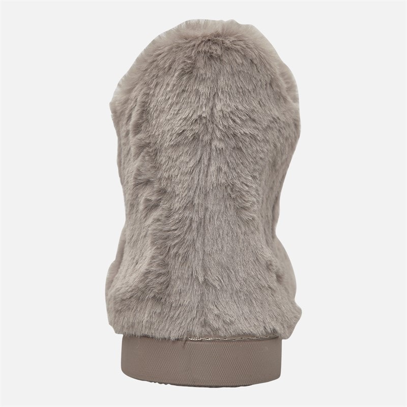 Board Angels Womens Rosebud Faux Fur Bootie Slippers Mink - Image 3