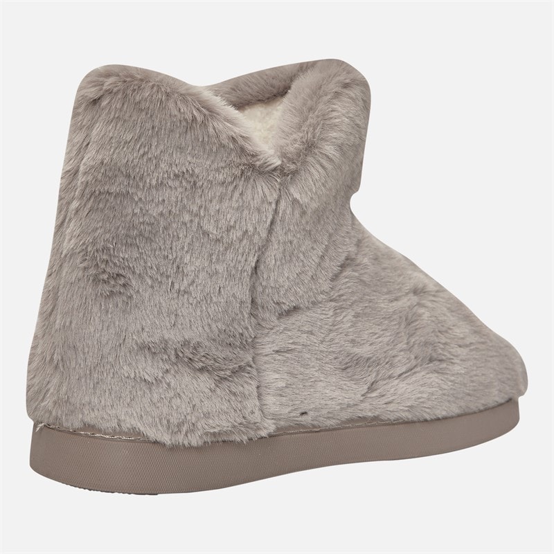 Board Angels Womens Rosebud Faux Fur Bootie Slippers Mink - Image 5