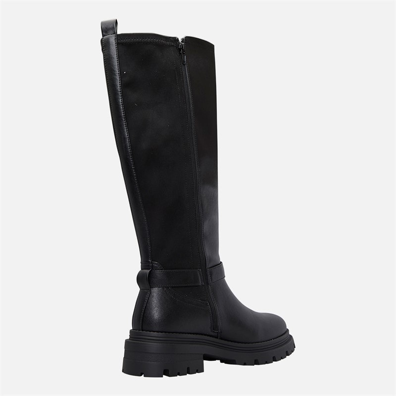 Board Angels Womens Lyra Knee High Chunky Stretch Boots Black - Image 4