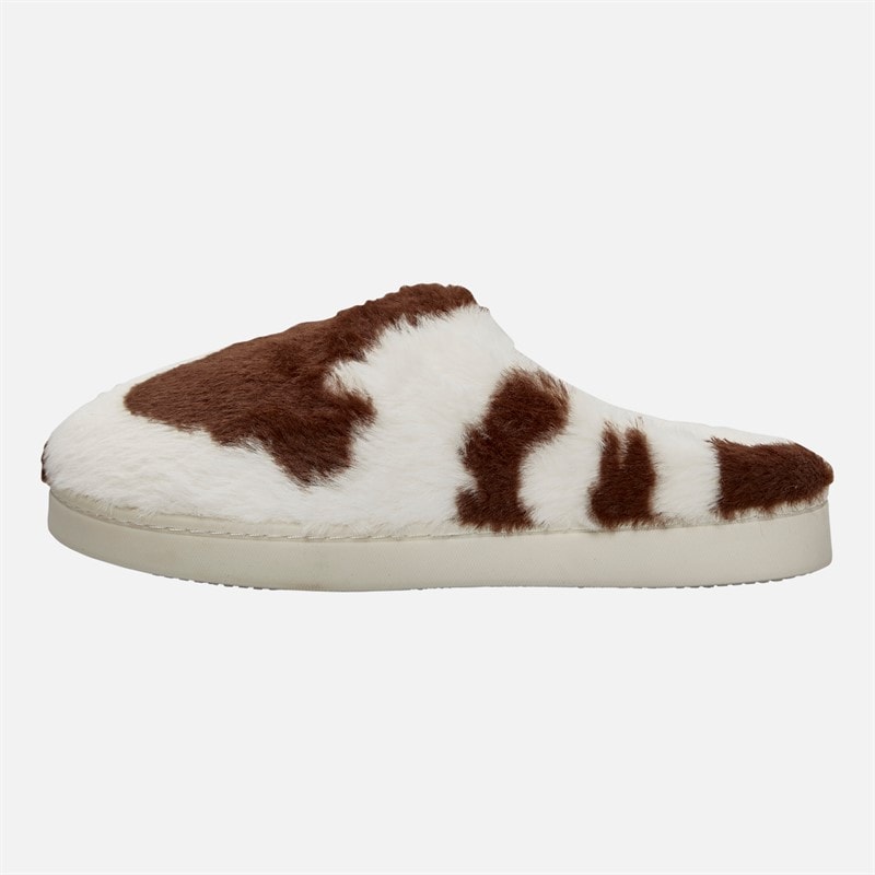 Board Angels Womens Candice Faux Fur Mule Slippers Cow Print - Image 2