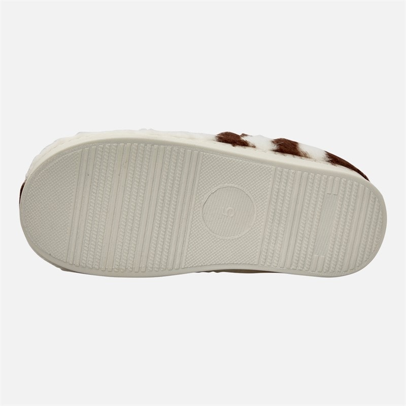 Board Angels Womens Candice Faux Fur Mule Slippers Cow Print - Image 3