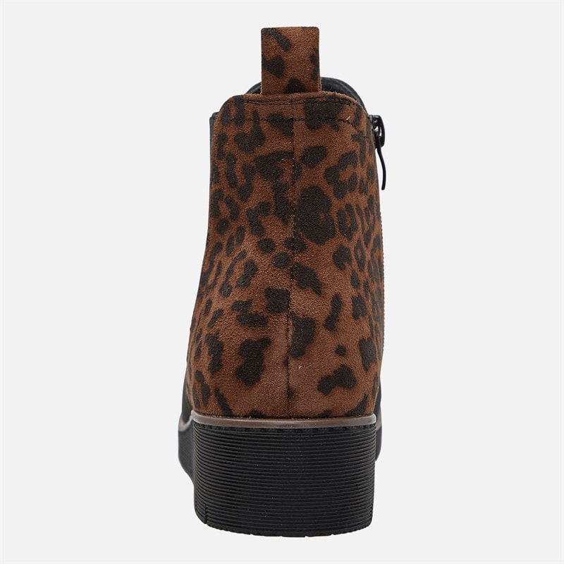 Board Angels Womens Arabella Wedge Chelsea Boots Black/Leopard - Image 3