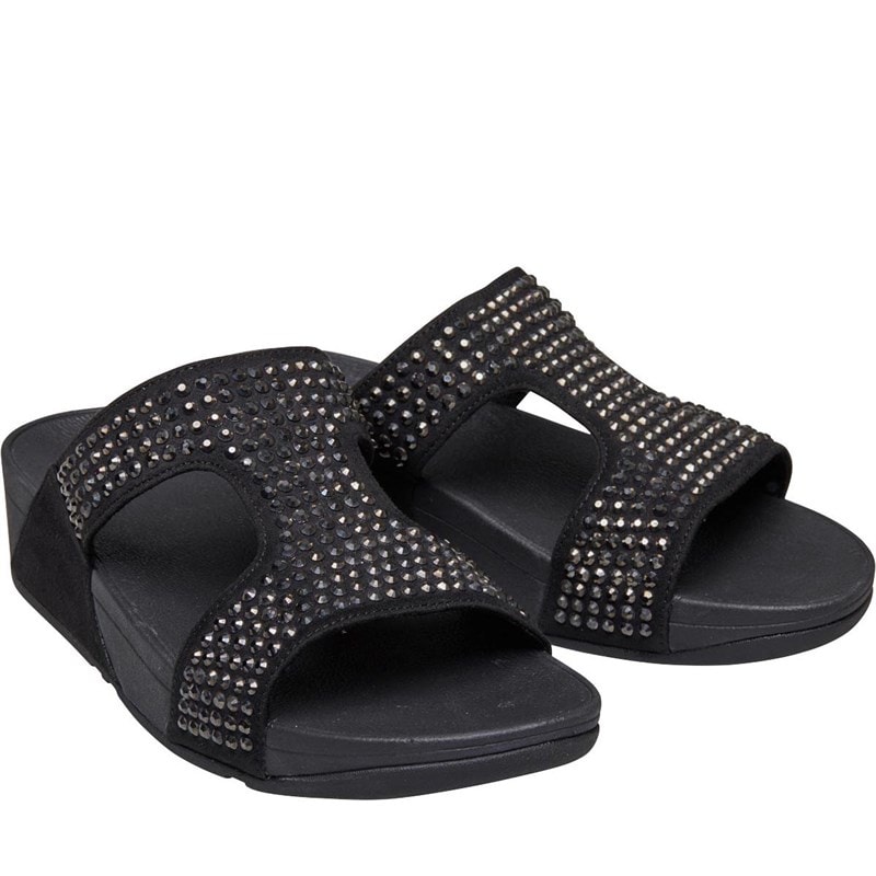 FitFlop Womens Glitzie Slide Sandals Black - Image 1