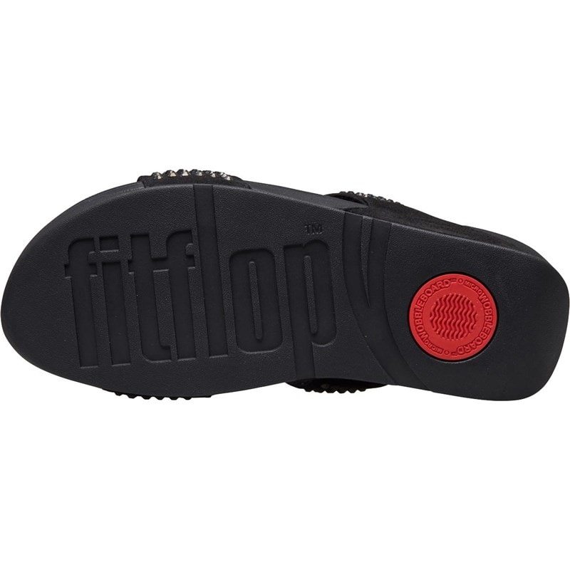 FitFlop Womens Glitzie Slide Sandals Black - Image 3