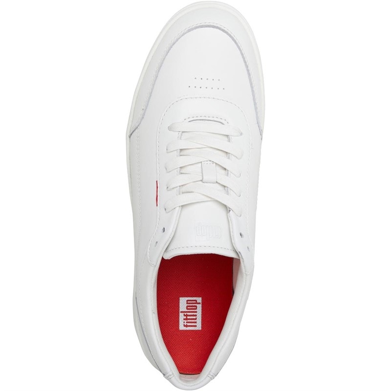 FitFlop Mens Rally X Leather Trainers White - Image 4