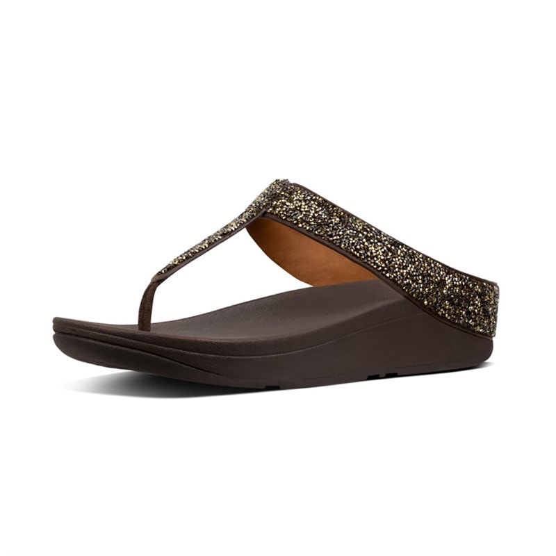 FitFlop Womens Fino Quartz Toe Post Sandals Gold - Image 1