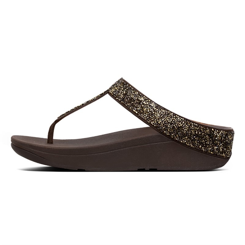 FitFlop Womens Fino Quartz Toe Post Sandals Gold - Image 2