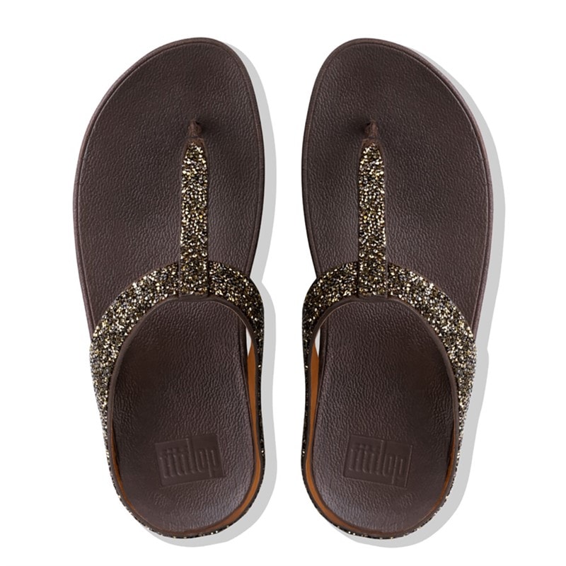 FitFlop Womens Fino Quartz Toe Post Sandals Gold - Image 3