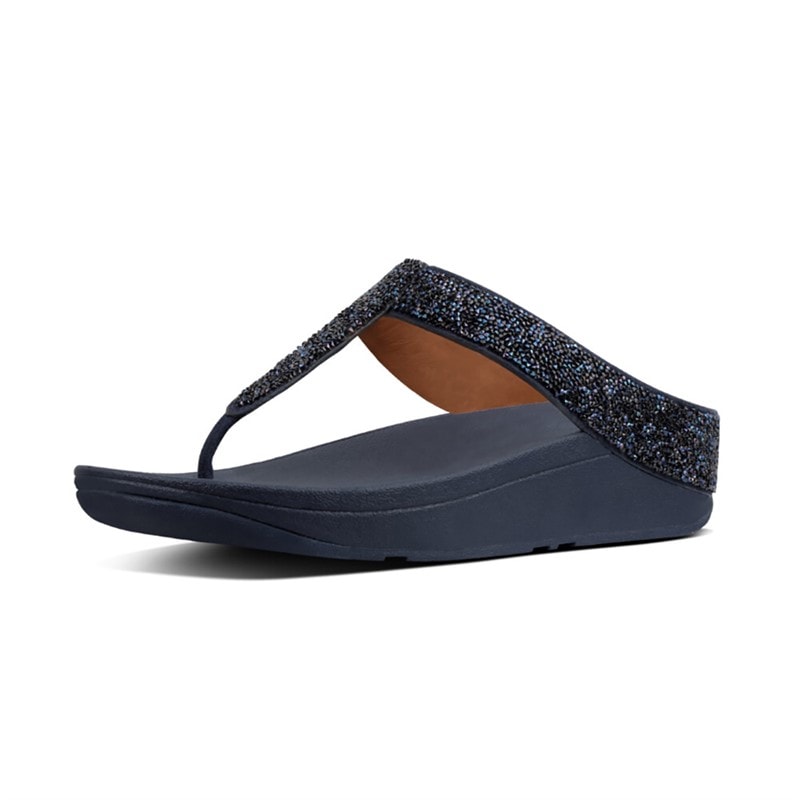 FitFlop Womens Fino Quartz Toe Post Sandals Midnight Navy - Image 1