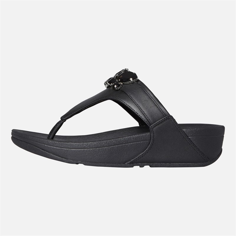 FitFlop Womens Lulu Bejewelled Trim Toe Post Sandals Black - Image 2