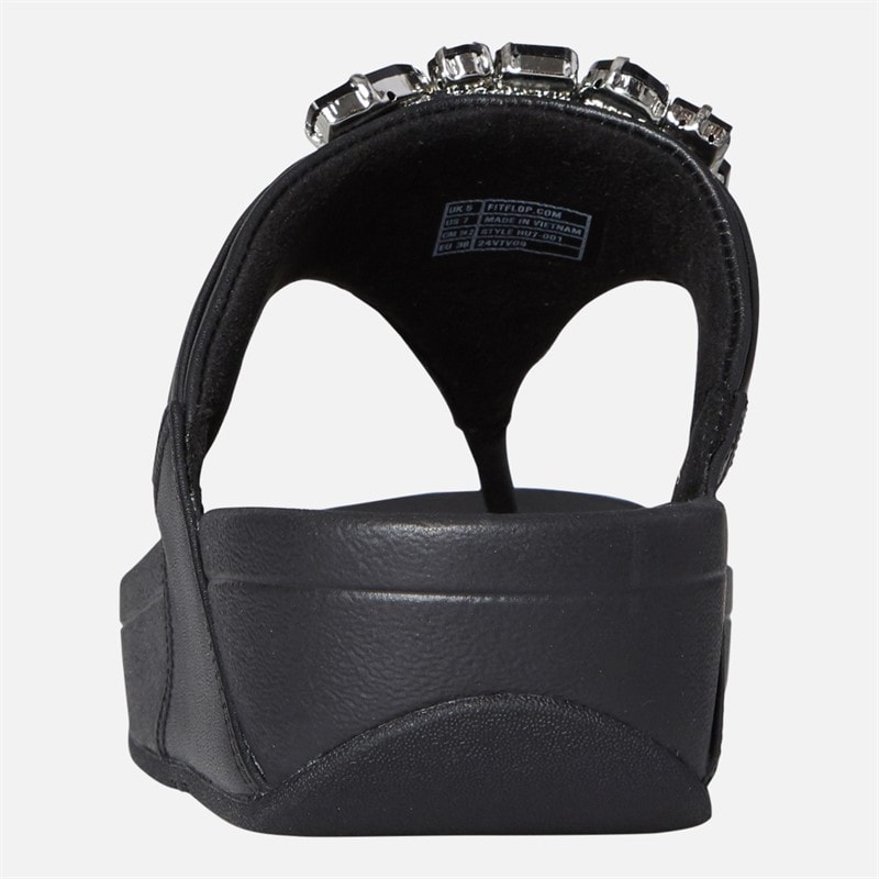 FitFlop Womens Lulu Bejewelled Trim Toe Post Sandals Black - Image 4