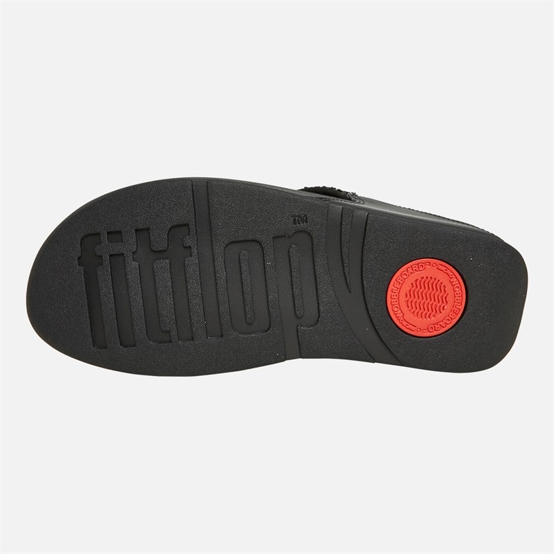 FitFlop Womens Lulu Shimmer Toe Post Sandals All Black - Image 2