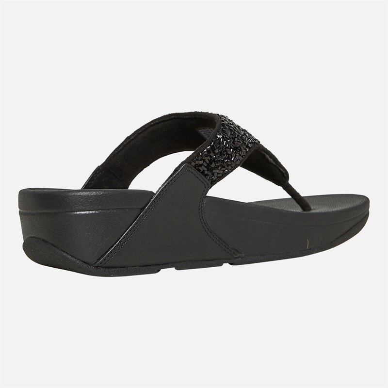 FitFlop Womens Lulu Shimmer Toe Post Sandals All Black - Image 5