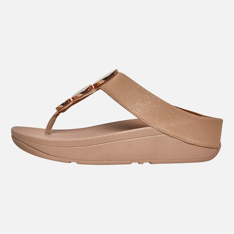 FitFlop Womens Halo Shimmer Toe Post Sandals Beige - Image 2