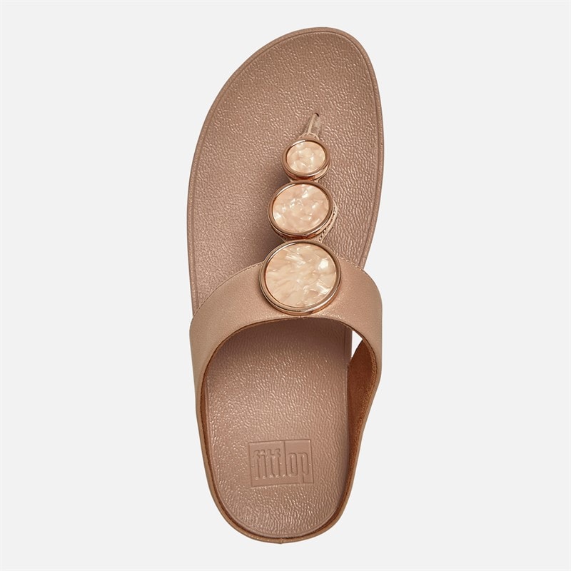 FitFlop Womens Halo Shimmer Toe Post Sandals Beige - Image 5