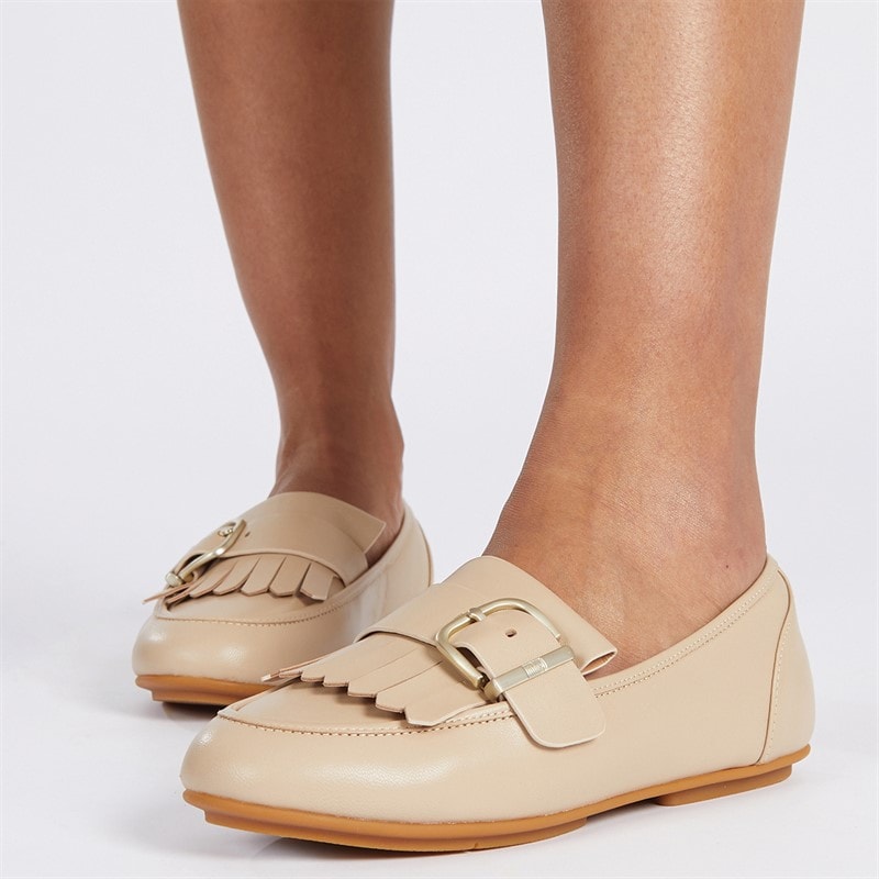 FitFlop Womens Allegro Buckle Loafers Latte Beige - Image 1