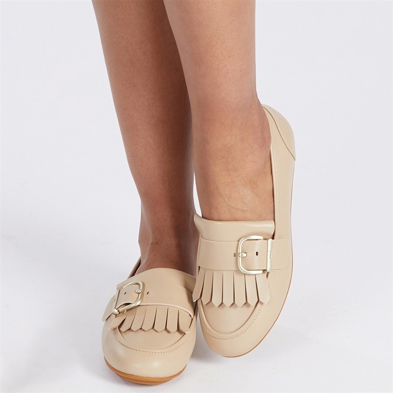 FitFlop Womens Allegro Buckle Loafers Latte Beige - Image 5
