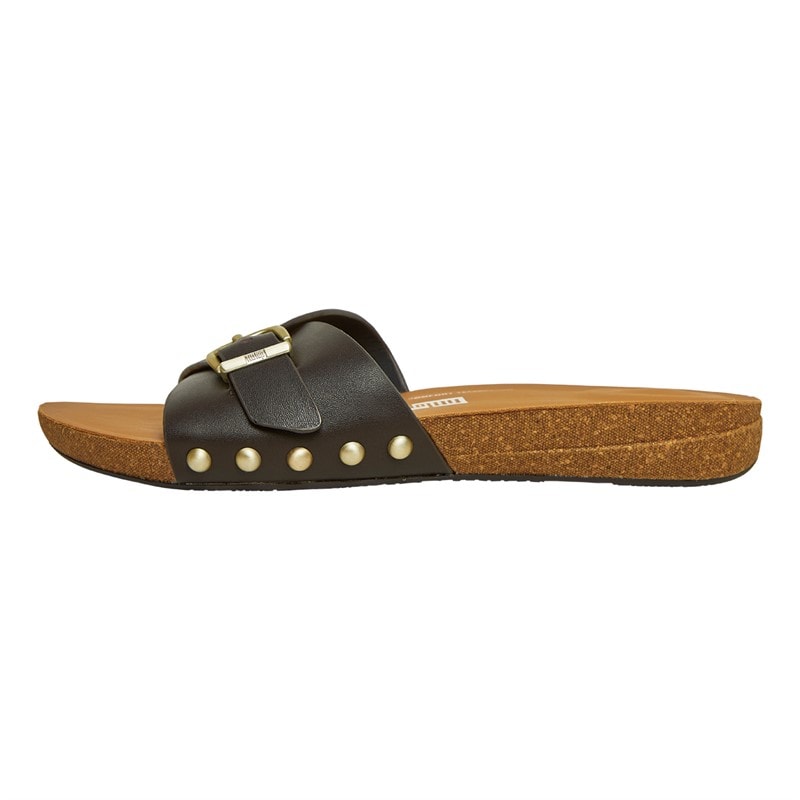 FitFlop Womens Iqushion Buckle Sliders Chocolate Brown - Image 3
