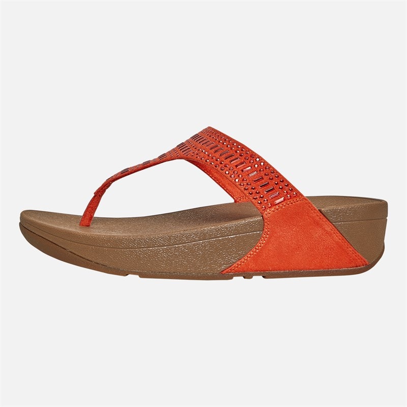 FitFlop Womens Incastone Toe Post Sandals Fire Red - Image 1