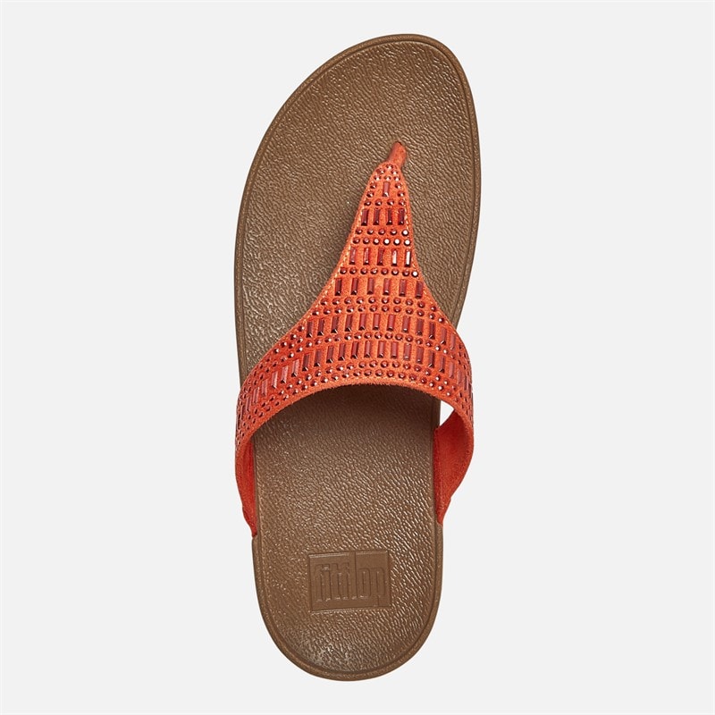 FitFlop Womens Incastone Toe Post Sandals Fire Red - Image 4