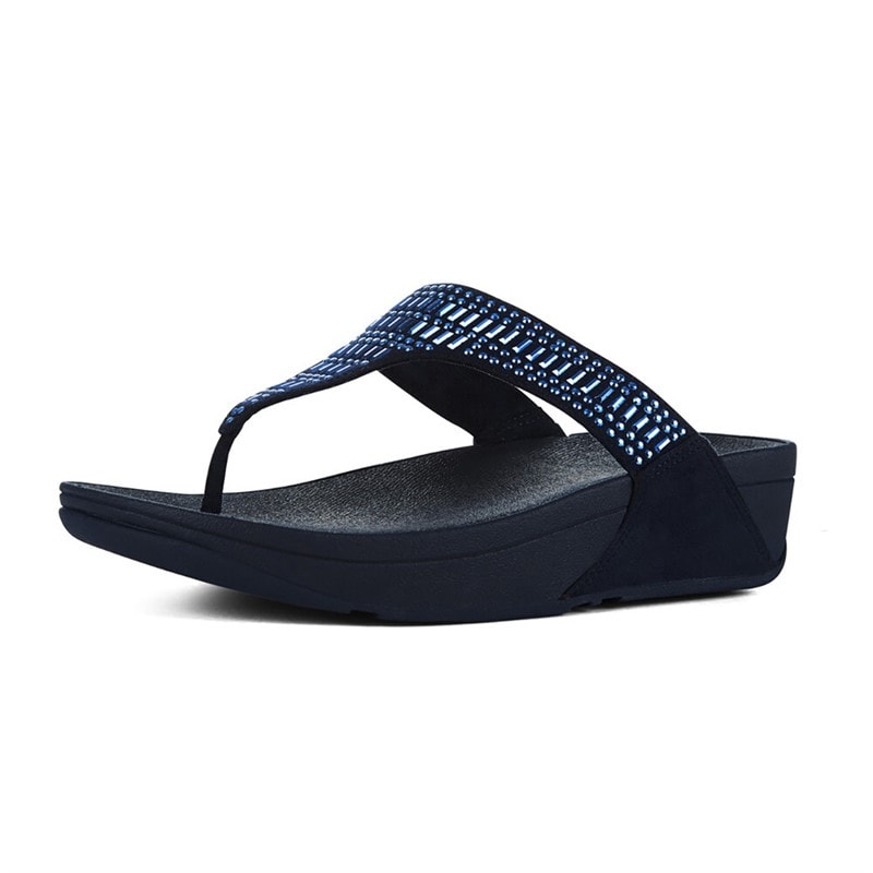 FitFlop Womens Incastone Toe Post Sandals Midnight Navy - Image 1