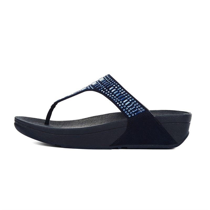 FitFlop Womens Incastone Toe Post Sandals Midnight Navy - Image 3