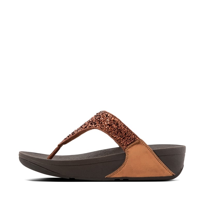 FitFlop Womens Lulu Shimmerfoil Toe Post Sandals Bronze - Image 1